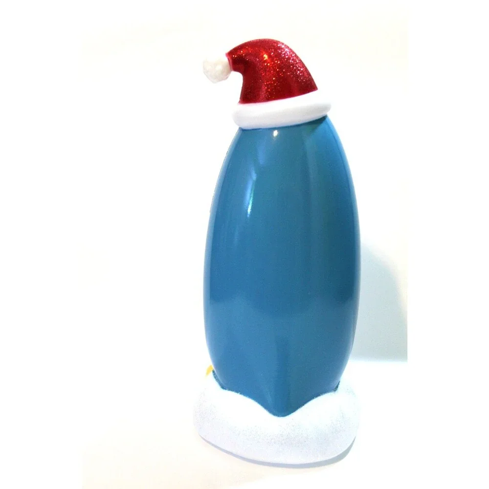 Blue Penguin Blow Mold Christmas Light Up Tabletop Decor Glitter 13” Holiday